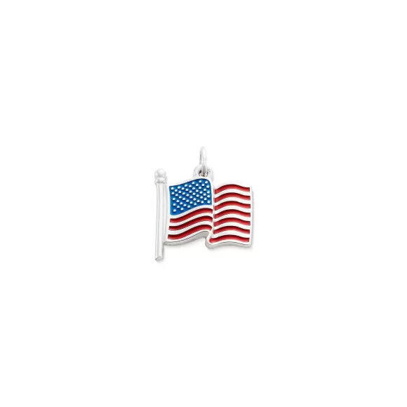 New James Avery Artisan Jewelry Enamel American Flag Charm Red