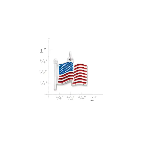 New James Avery Artisan Jewelry Enamel American Flag Charm Red