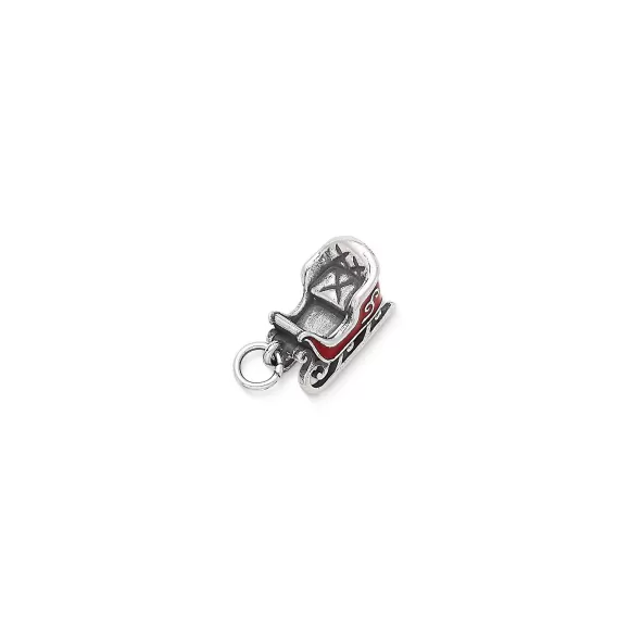 New James Avery Artisan Jewelry Enamel Christmas Sleigh Charm Red