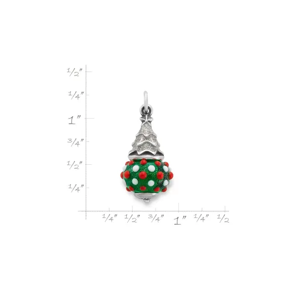 Best James Avery Artisan Jewelry Enamel Glitter Christmas Tree Art Glass Charm Green