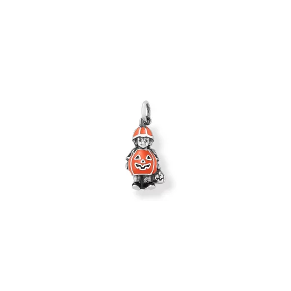 New James Avery Artisan Jewelry Enamel Pumpkin Costume Charm Orange