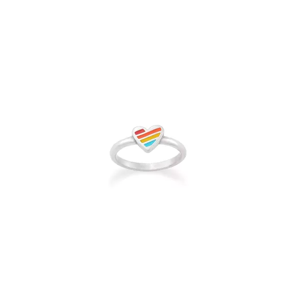 Fashion James Avery Artisan Jewelry Enamel Rainbow Heart Ring Multi-Color