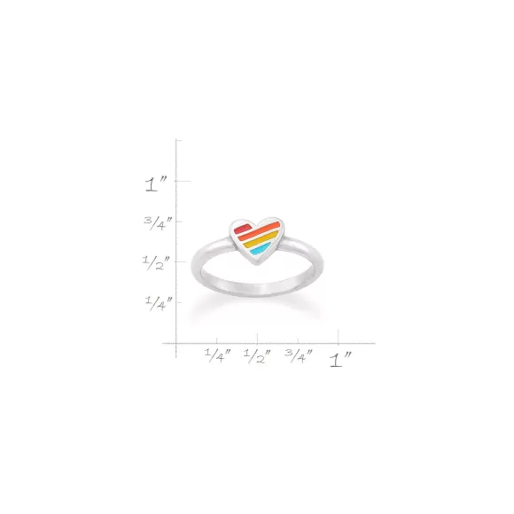 Fashion James Avery Artisan Jewelry Enamel Rainbow Heart Ring Multi-Color