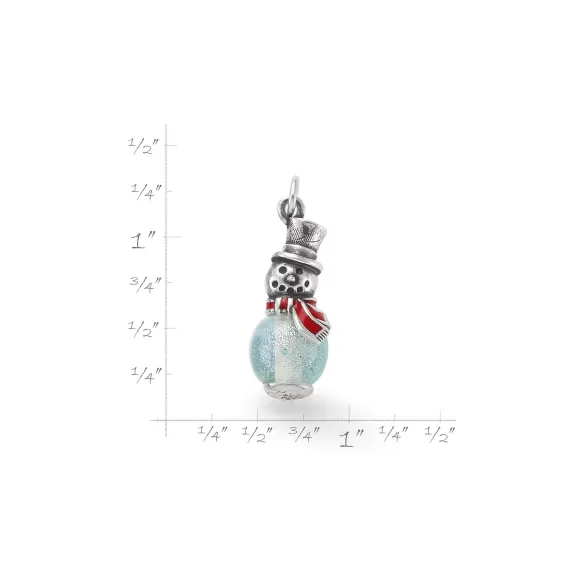 New James Avery Artisan Jewelry Enamel Snowman Art Glass Charm Clear