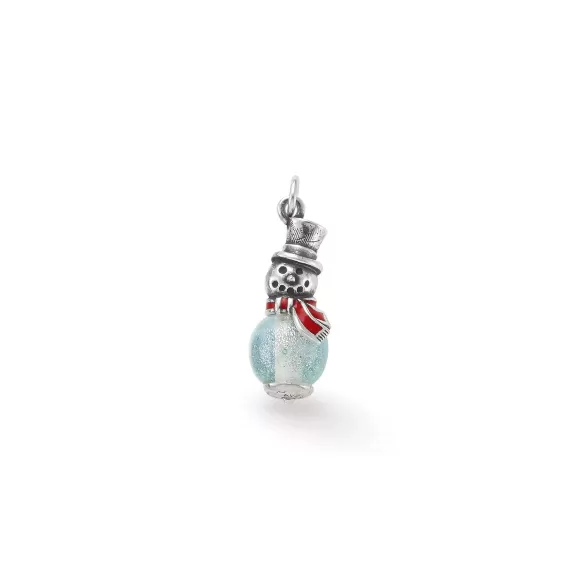 New James Avery Artisan Jewelry Enamel Snowman Art Glass Charm Clear