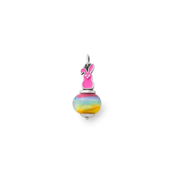Sale James Avery Artisan Jewelry Enamel Sweet Bunny Art Glass Charm Pink