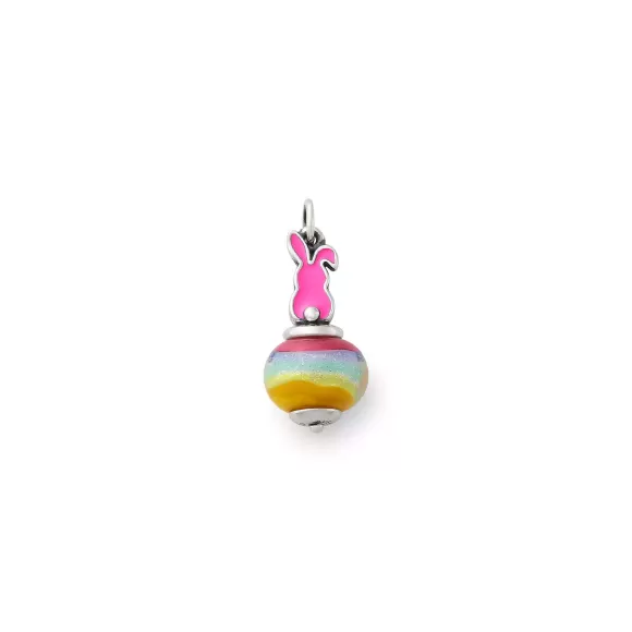 Sale James Avery Artisan Jewelry Enamel Sweet Bunny Art Glass Charm Pink