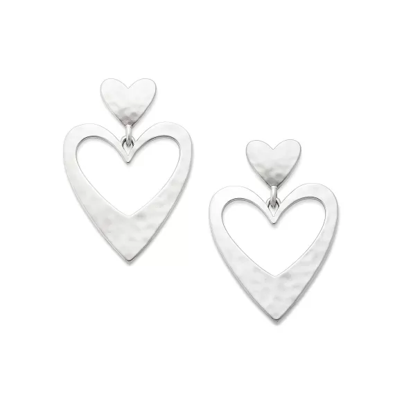 Clearance James Avery Artisan Jewelry Hammered Double Heart Drop Earrings