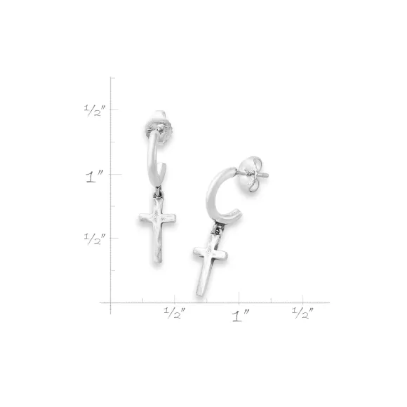 Clearance James Avery Artisan Jewelry Horizon Cross Hoop Dangle Earrings