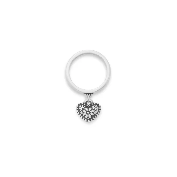 New James Avery Artisan Jewelry Petite Floral Heart Charm Dangle Ring