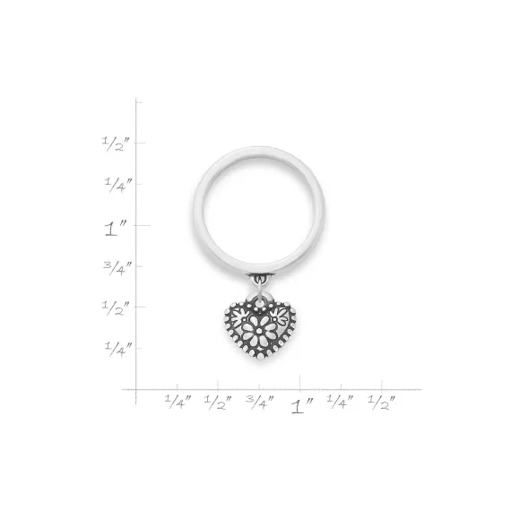 New James Avery Artisan Jewelry Petite Floral Heart Charm Dangle Ring