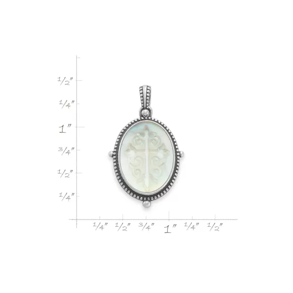 Hot James Avery Artisan Jewelry Sculpted Les Fleurs Cross Layered Gemstone Pendant