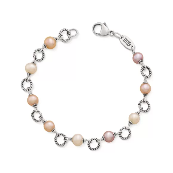 Sale James Avery Artisan Jewelry Twisted Wire Link Bracelet With Multi-Colored Cultured Pearls