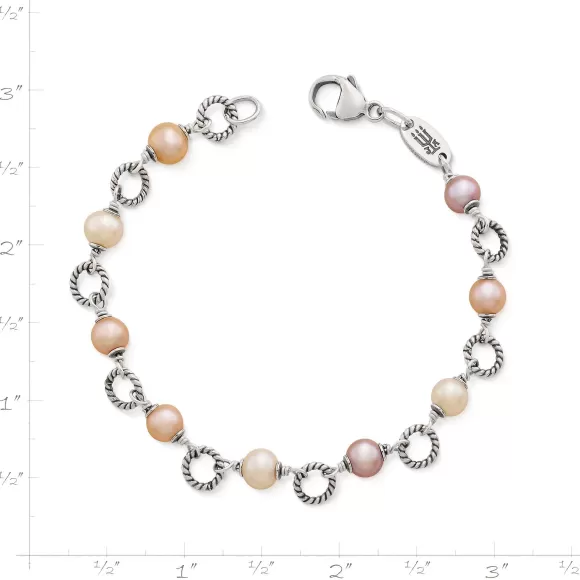 Sale James Avery Artisan Jewelry Twisted Wire Link Bracelet With Multi-Colored Cultured Pearls