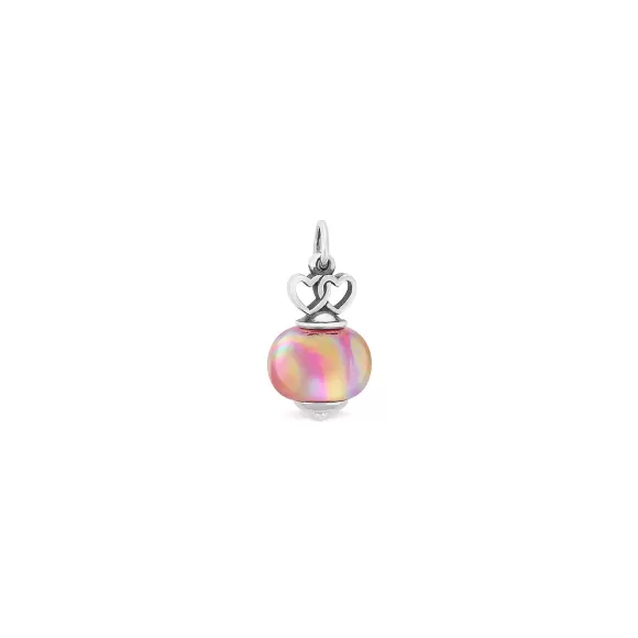 Cheap James Avery Artisan Jewelry Two Hearts Together Art Glass Charm Pink